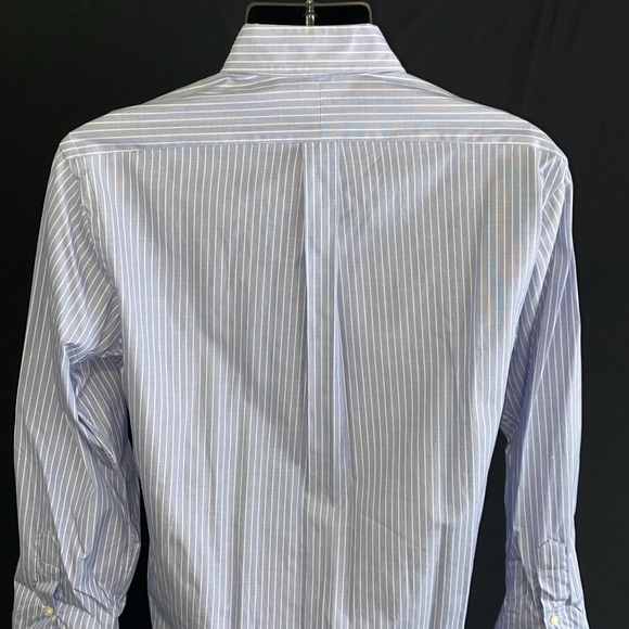 Ralph Lauren Custom Fit Blue White Striped Oxford Shirt Men's 15 1/2 32/33 - Picture 6 of 13